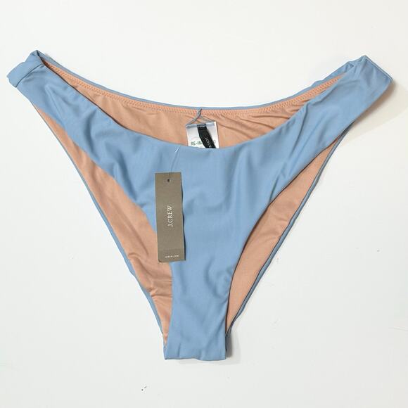 2/$15 NWT J. Crew Curved-Waist Cheeky Bikini Bottom Light Blue High-Cut Size M - Picture 3 of 8